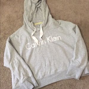Grey Calvin Klein cropped hoodie